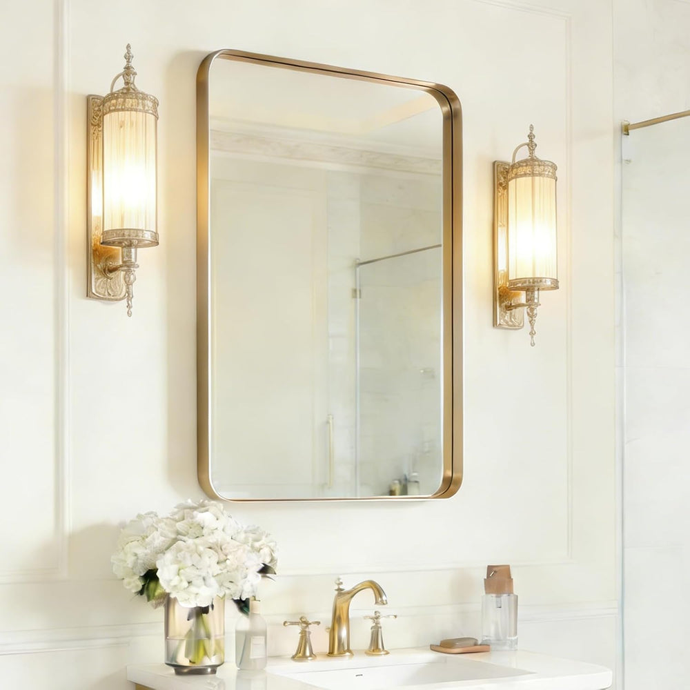 USHOWER Gold Bathroom Mirror 24"x36", Rectangle Mirror for Bathroom...