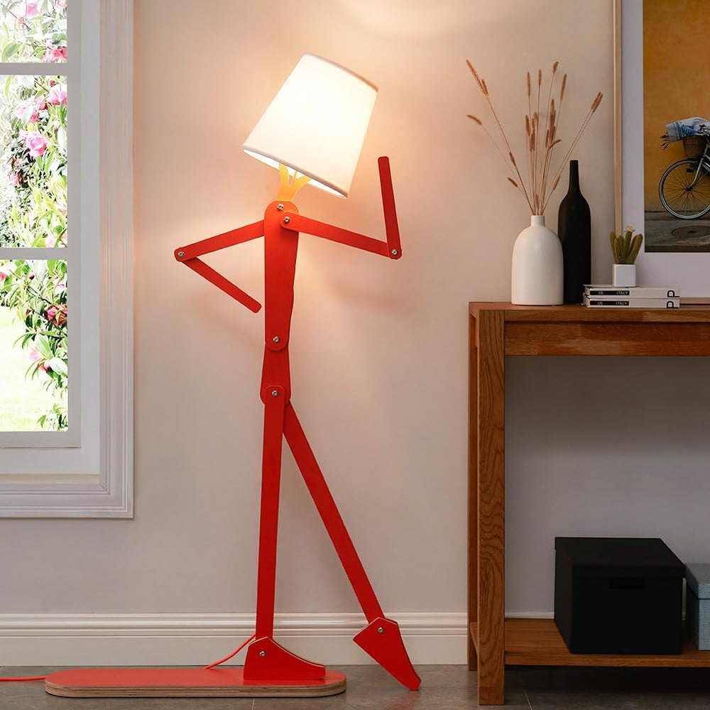 Cool Tall Wood Floor Lamp Corner Reading LED Bulb Included, Orange