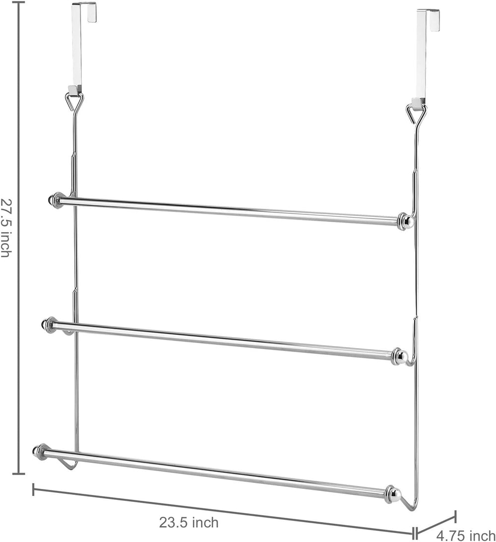 MyGift 3 Tier Over Door Towel Rack, Chrome Bathroom Towel Holder