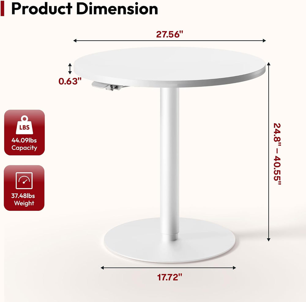 SANODESK 27.5'' Pneumatic Height Adjustable Round Dining Table Bar Table