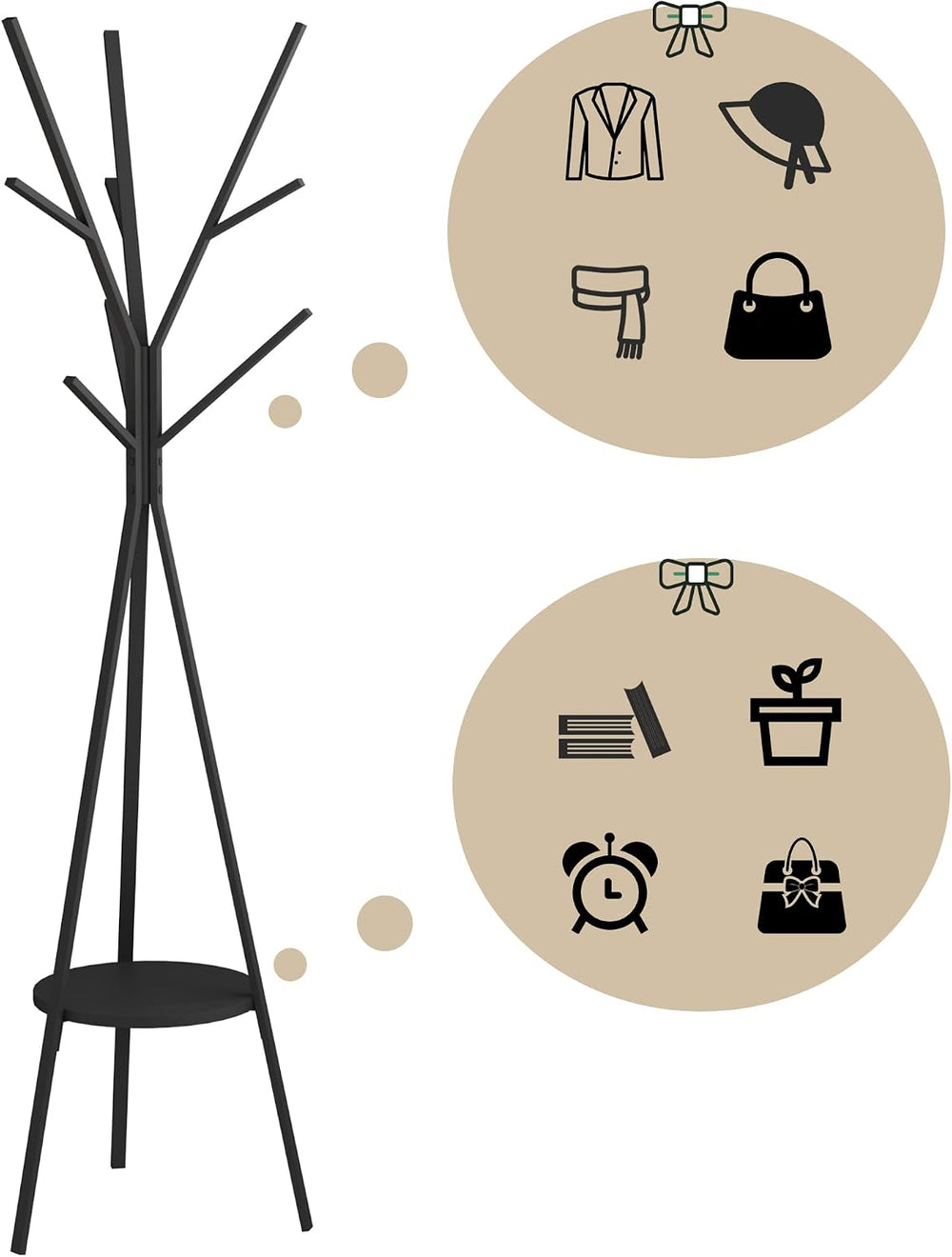 HOME BI Coat Rack Hat Stand Free Standing Display Hall Tree Metal Hat Hanger ...