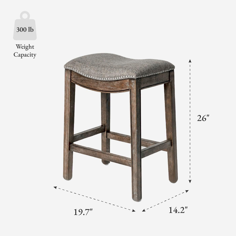 Maven Lane Adrien Backless Counter Stool, Brown, 26", Set of 4