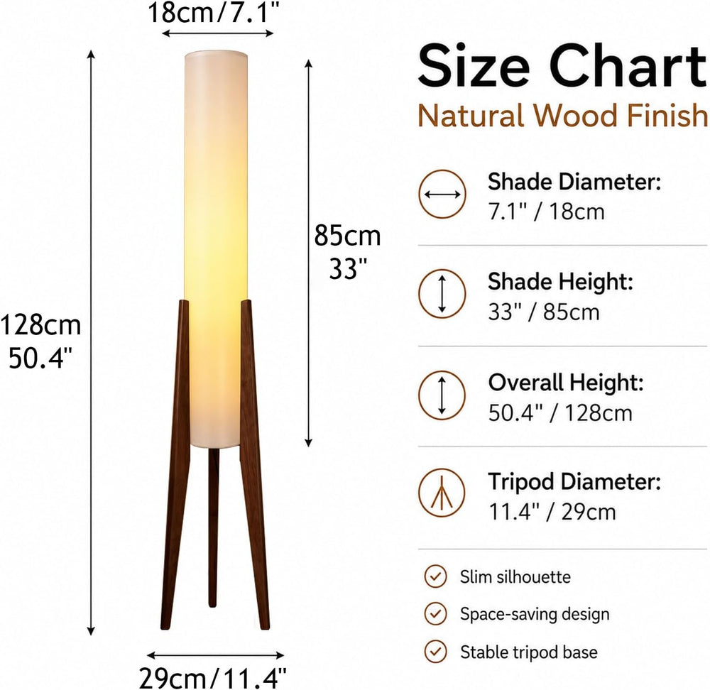 Wabi-Sabi 50" Wood Tripod Floor Lamp with Paper Lantern Inspired
