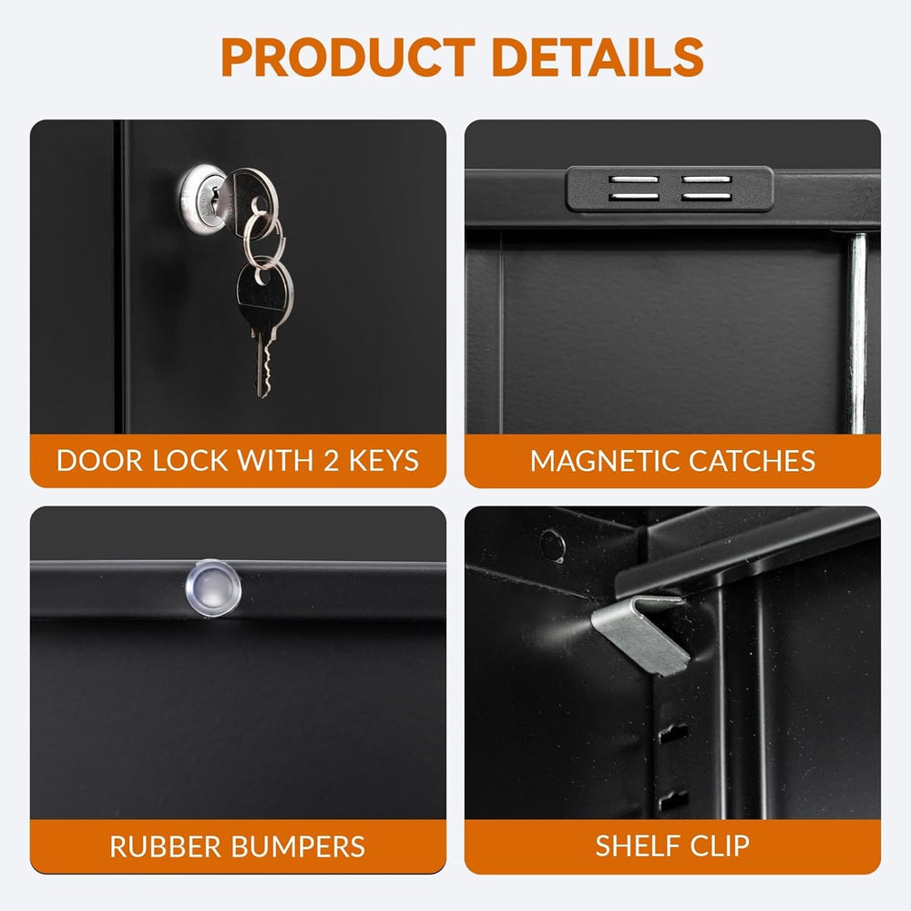 BESFUR Metal Storage Cabinet, Garage Storage Cabinet with One Drawer and Adju...