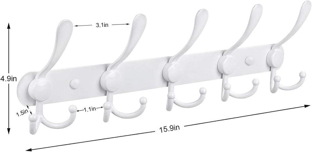 Coat Rack Wall Mount, Heavy Duty with 5 Tri Wall Hooks, Stainless Steel Hooks...