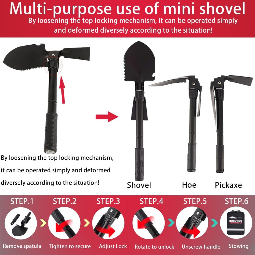 Emergency Roadside Kit for Car Auto Safety Kit with Jumper Cables Headlamp