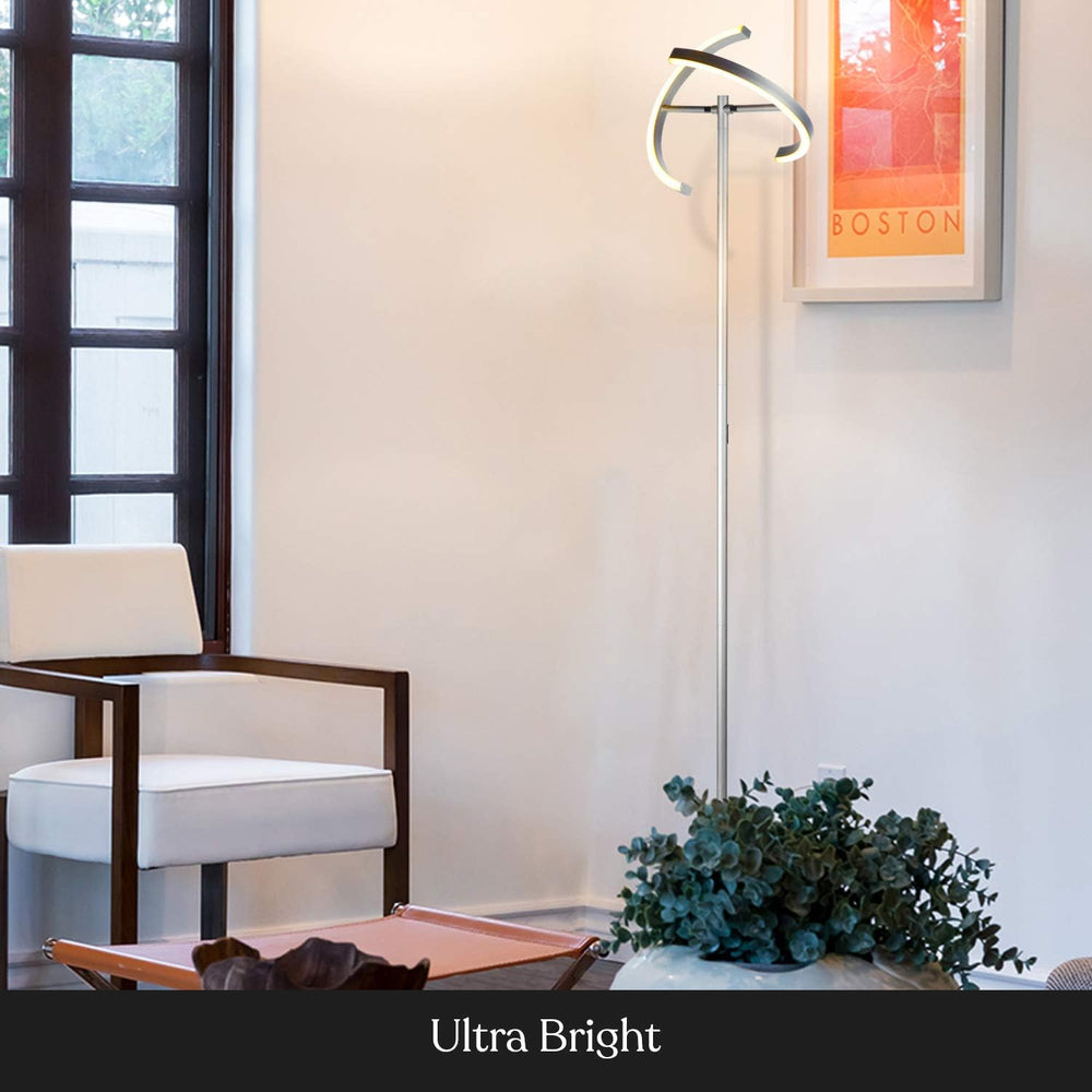 Brightech Halo Split Floor Lamp, Modern Bright LED Torchiere Floor Lamp for O...