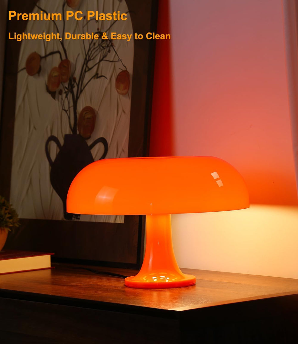 Orange Mushroom Lamp, Mid Century Modern Table Lamp for Bedroom, Minimalist M...