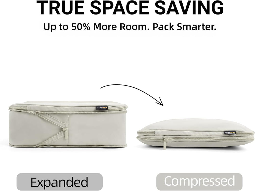 4 Medium Compression Packing Cubes for 3–7 Day Travel, Off White