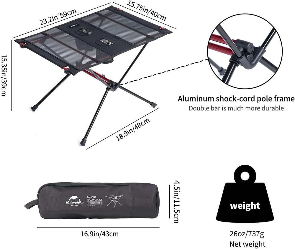 Naturehike FT07 Ultralight Camping Table, 1.6 LBS Portable Backpacking Table ...