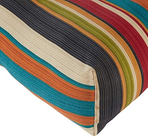 South Pine Porch Outdoor 20-inch Square Tufted Seat Cushion, Sunset Stripe