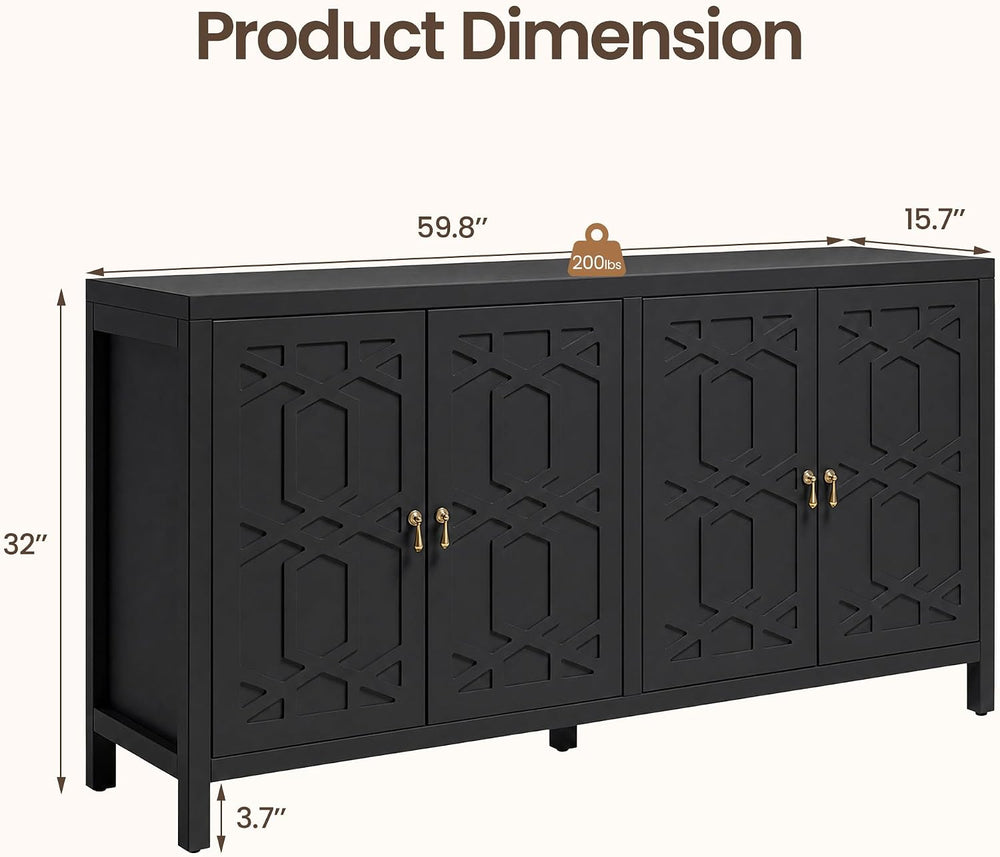 RoyalCraft Buffet Sideboard Cabinet, 60'' Storage Cabinet with Doors,...