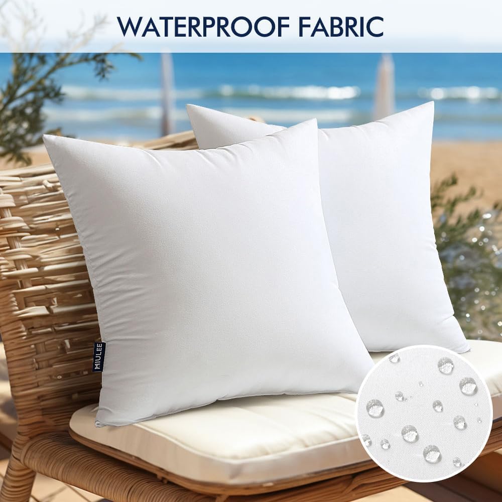 MIULEE 26x26 Euro Outdoor Pillow Inserts Set of 2, Waterproof Throw Pillows