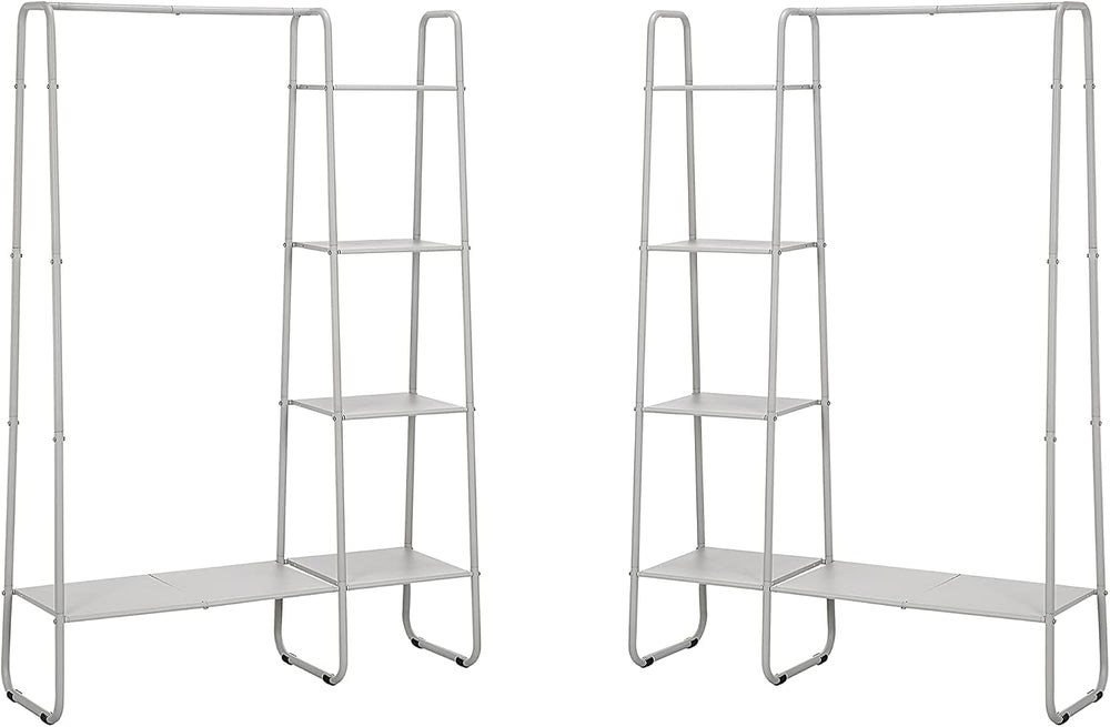 SunnyPoint Open Closet Garment Rack with 4-Tier Shelves & Bottom Storage ...