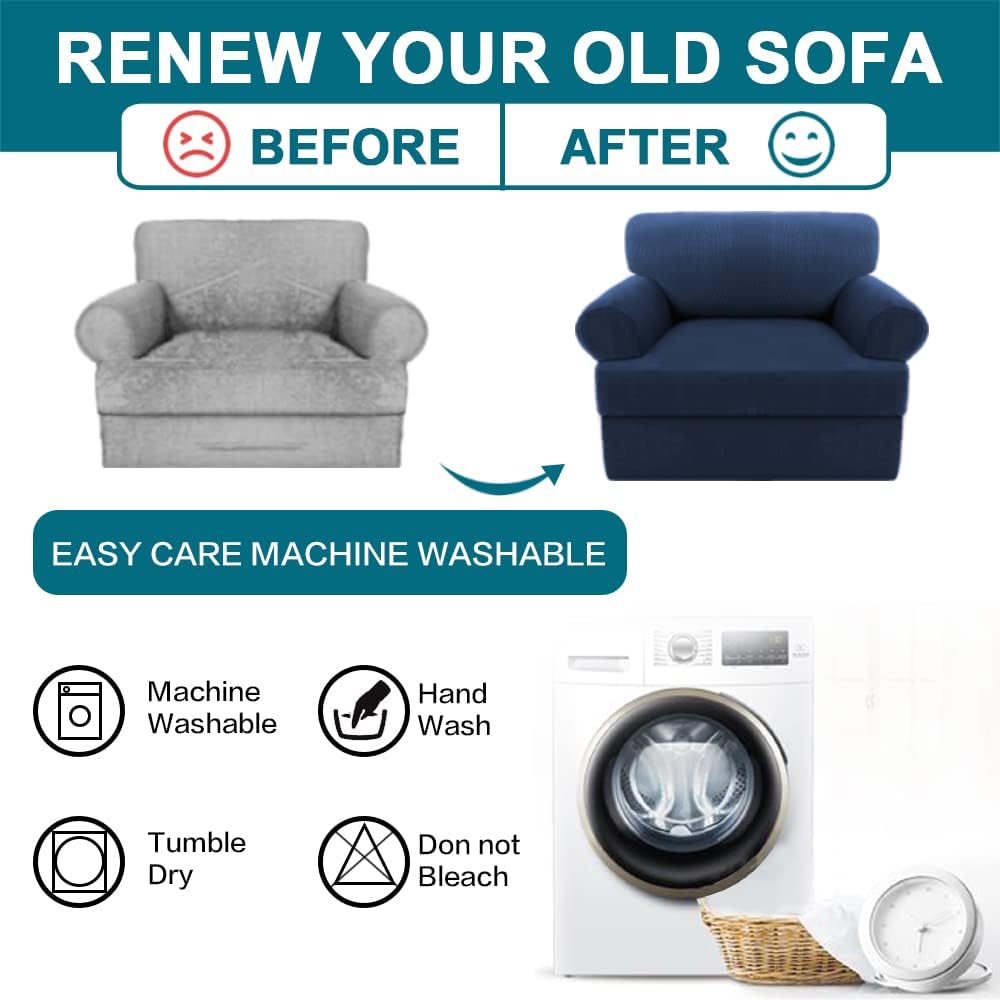 Turquoize T Cushion Chair Slipcover Armchair Slipcover for Living Room Stretc...