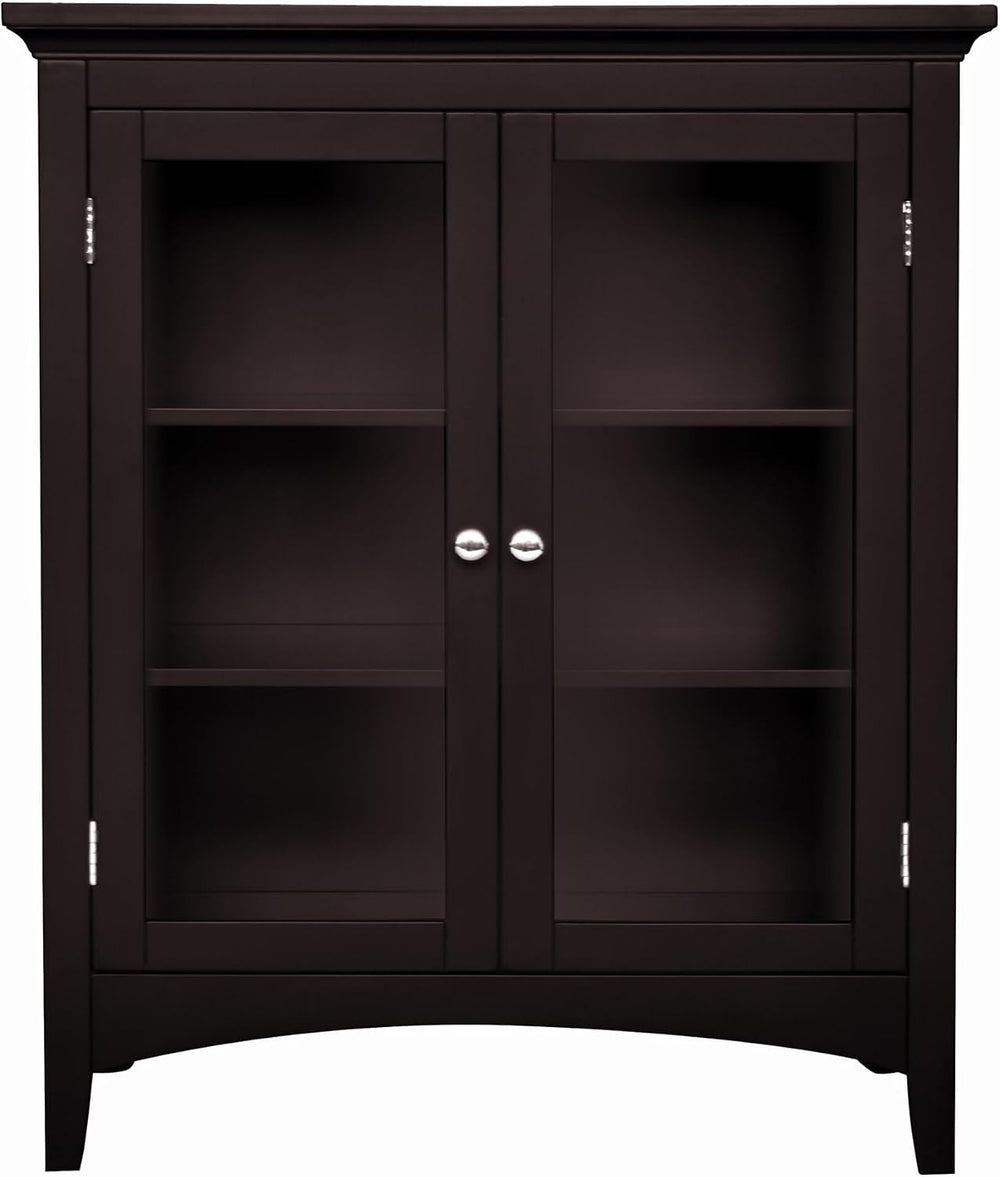 Teamson Home Madison Wooden Floor Cabinet with 2 Glass Doors, Espresso
