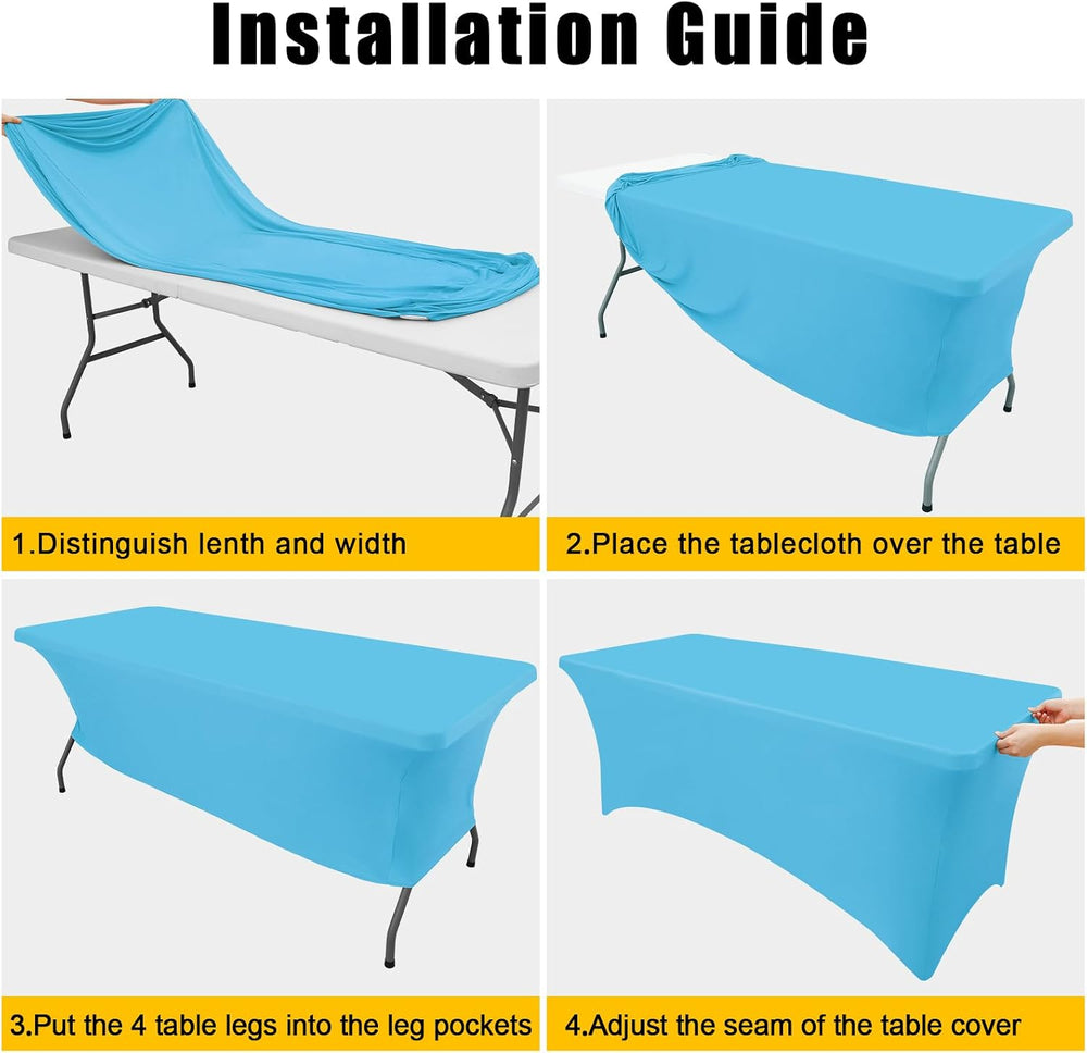 Smiry 2 Pack Spandex Table Cloth 6FT, Elastic Fitted Blue Mist Tablecloth