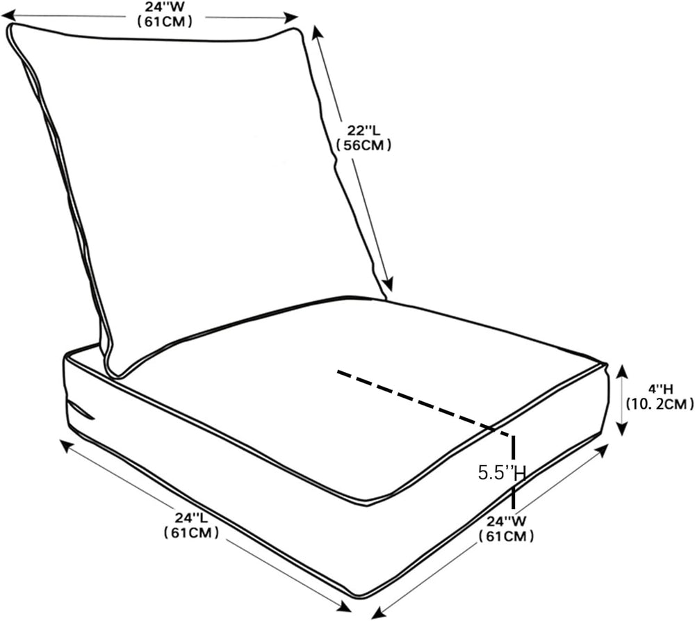 QILLOWAY Outdoor/Indoor Deep Seat Cushions for Patio Furniture, All WeatherLa...
