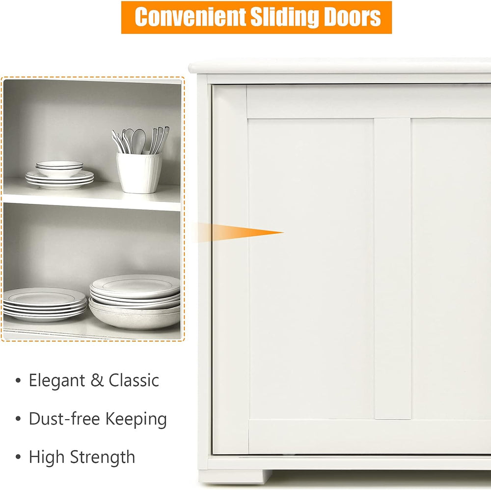 Costzon Sideboard Buffet Cabinet, Wooden Kitchen Storage Cabinet with Adjusta...