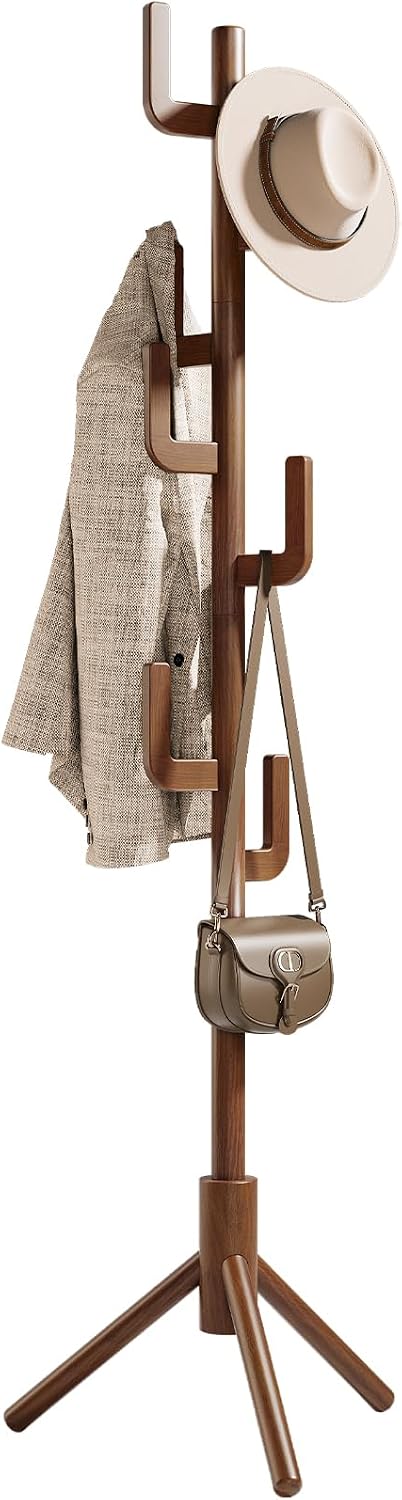 Yoobure Solid Wood Coat Rack - Cactus Coat Tree Freestanding with 8 Hooks, Co...