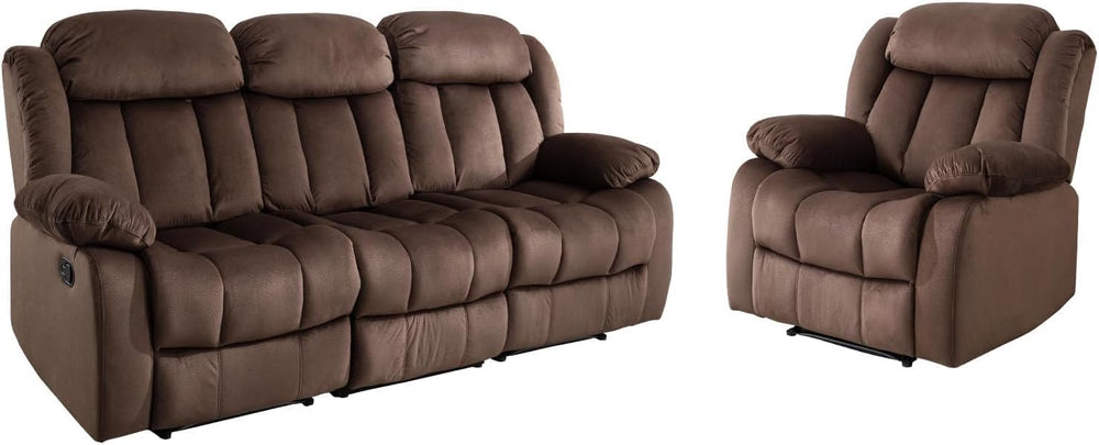 EBELLO Manual Reclining Sofa Set, Classic Recliner Sofa with Overstuffed Arms...