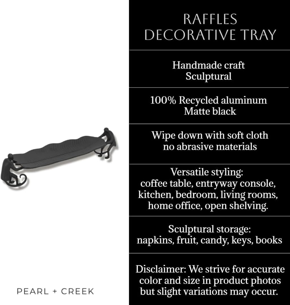 PEARL+CREEK RAFFLES Decorative Tray Recycled Aluminum Large Matte Black