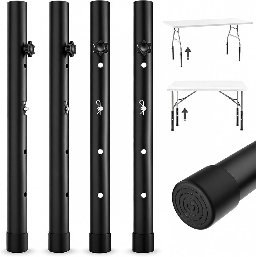 Folding Table Leg Extenders, 4-Level Adjustable Height Table Risers