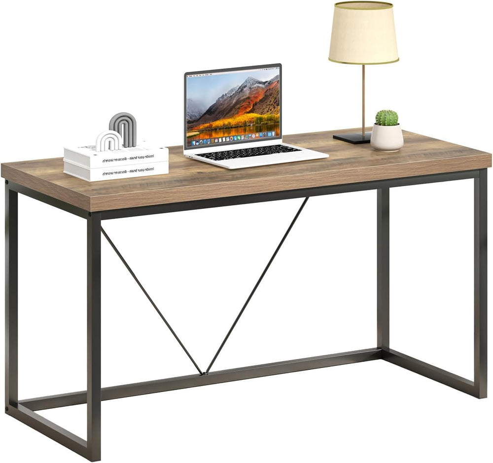 FOLUBAN Modern Home Office Desk, Rustic Wood and Metal Computer Desks, Indust...