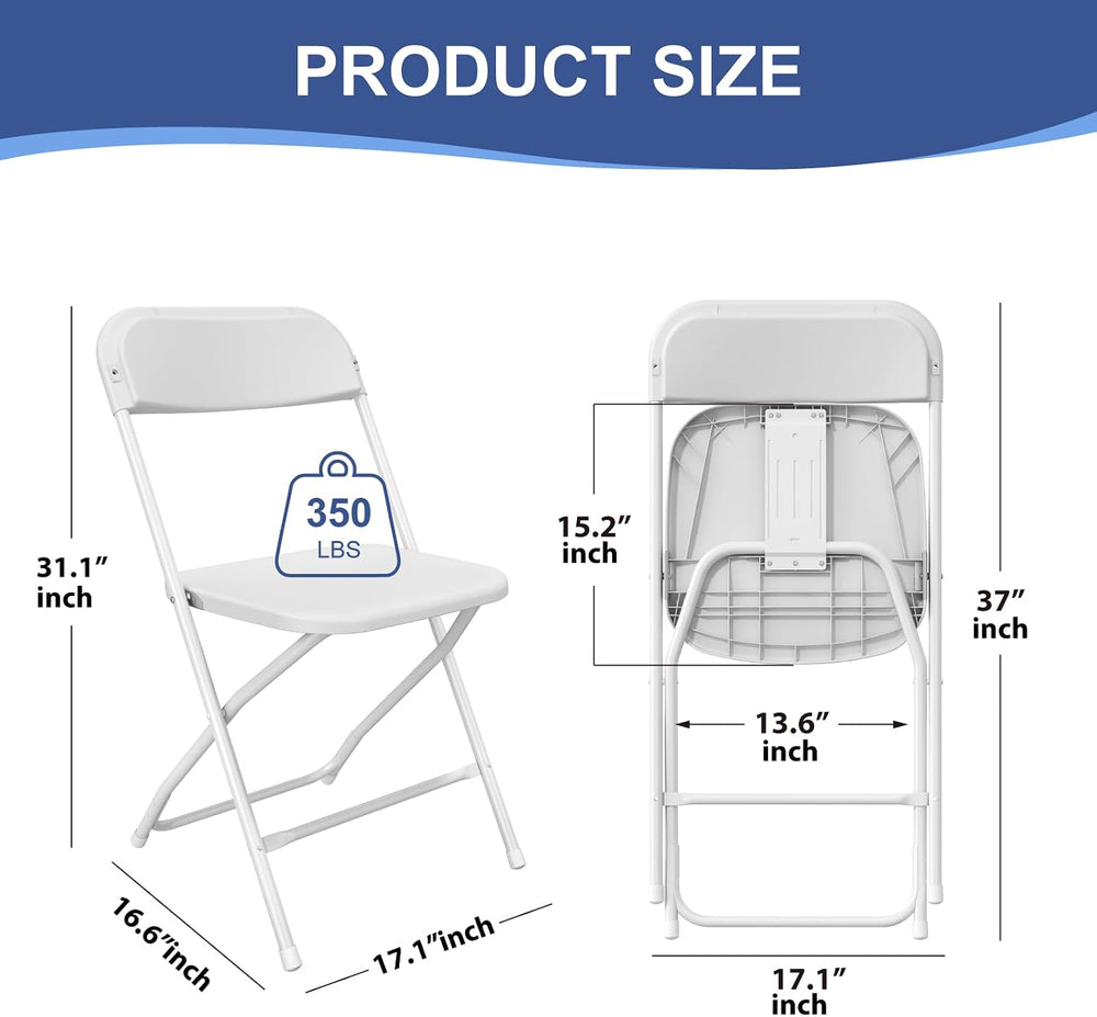 6 Pack White Folding Chairs for School Events Wedding Party Picnic