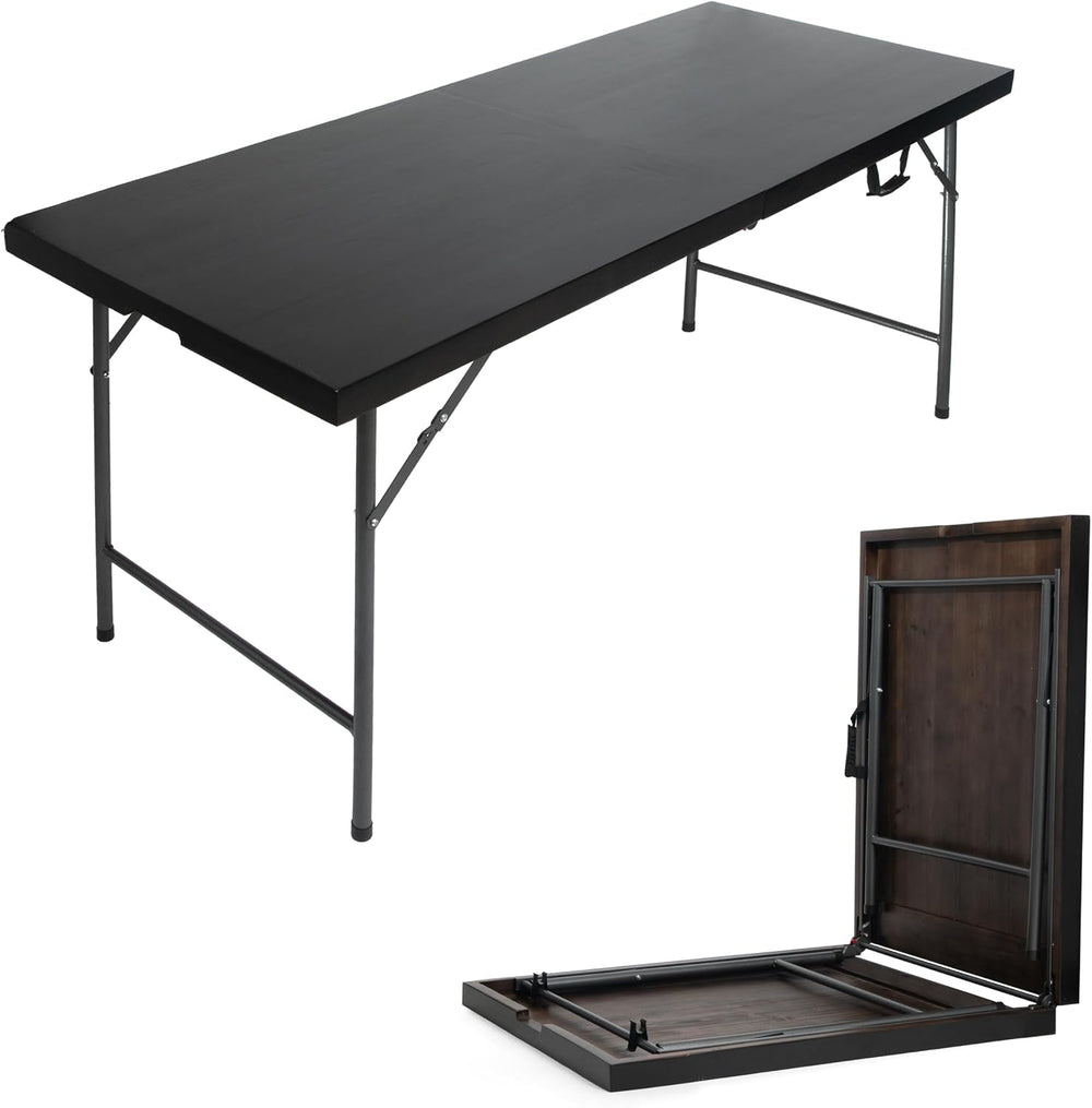 Sleekform 6 Ft Wooden Folding Banquet Table, 28 Inch, with Carry Handle