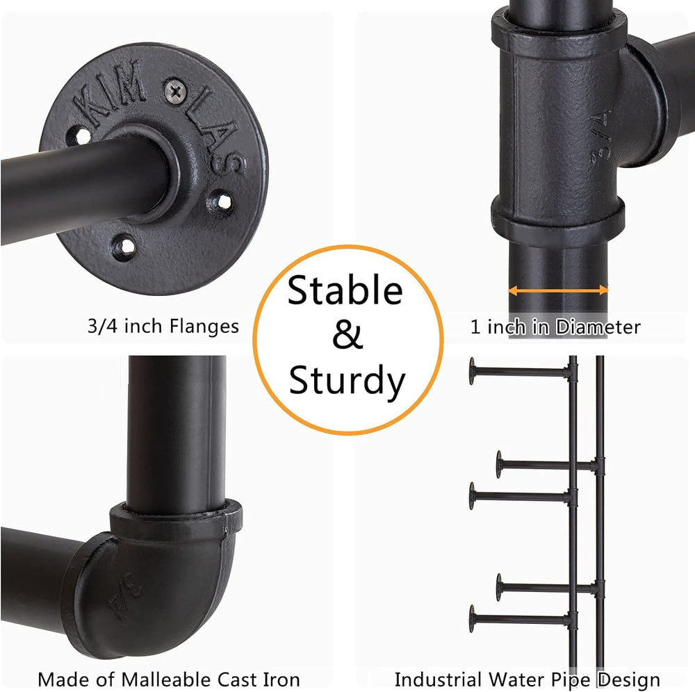 Pynsseu Industrial Iron Pipe Shelving Brackets Unit, Farmhouse Wall Mounted P...