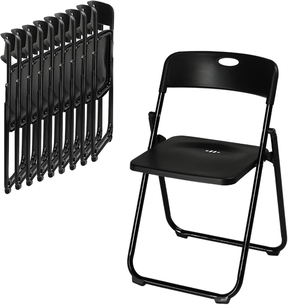 Karl home 10 PCS Plastic Folding Chair, Lightweight Foldable Chair, Black