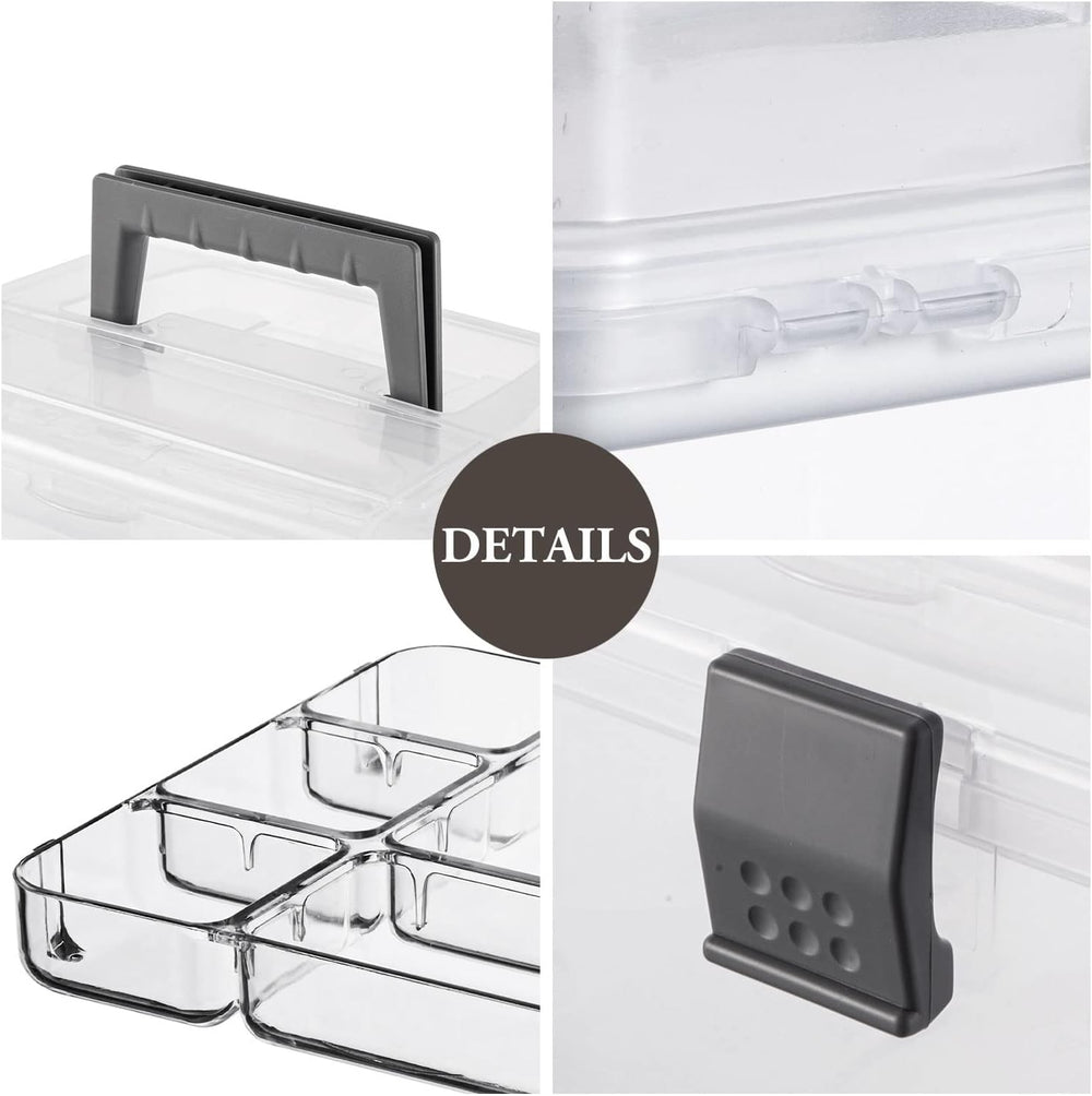 MyGift Clear First Aid Kit Box with Tray, Portable Medicine Storage
