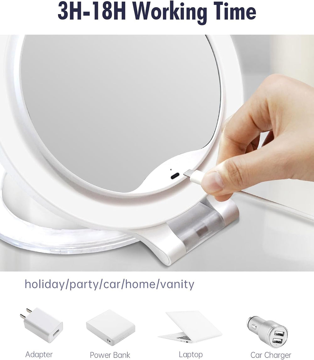 FASCINATE Travel 30X/1X Magnifying Mirror with Light Double Sided Mirror