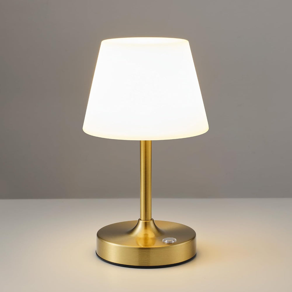 PUSU Cordless LED Gold Small Table Lamp, Waterproof Shower Desk lamp