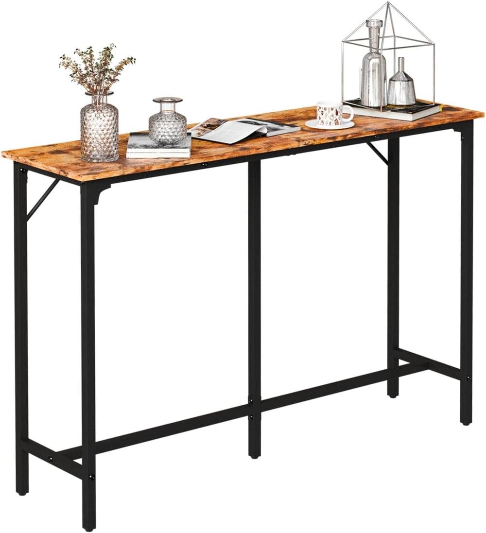 VINGLI 55 Inch Bar Table, Rectangular Counter Height Home Pub Table, Brown