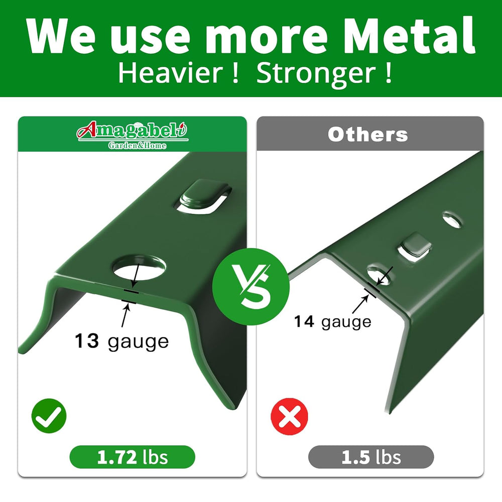 Amagabeli Heavy Duty Metal Fence Posts 4 Feet 10 Pack No Dig Garden U Post St...
