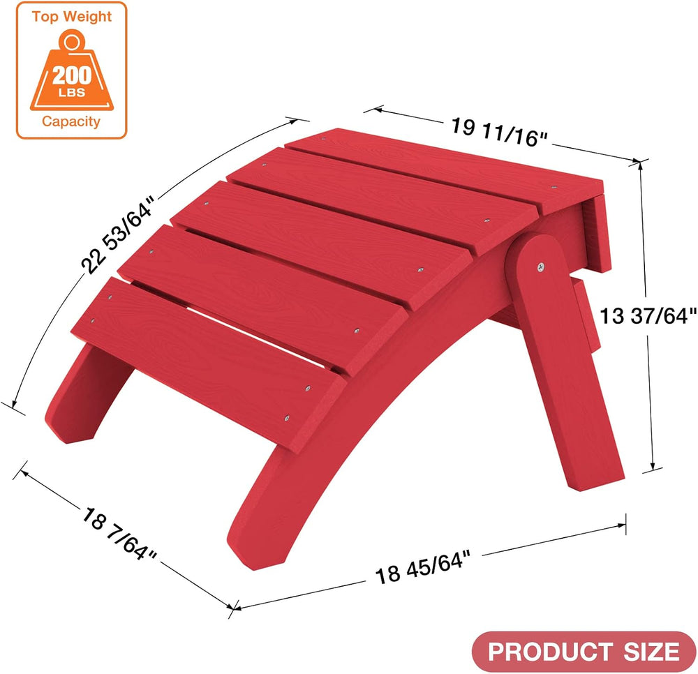 YEFU Folding Adirondack Ottoman Outdoor Set of 4, Red