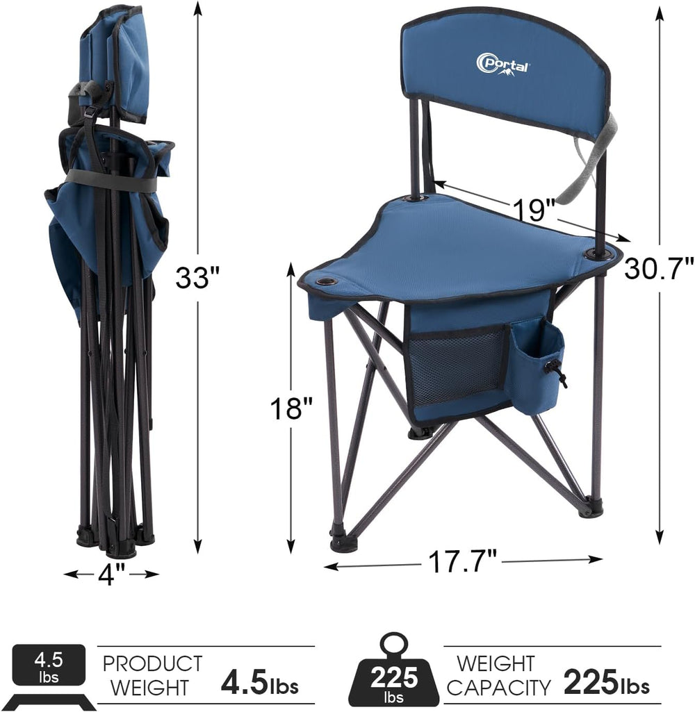 Portal Extra Large Quick Folding Tripod Stool with Backrest Fishing Camping C...