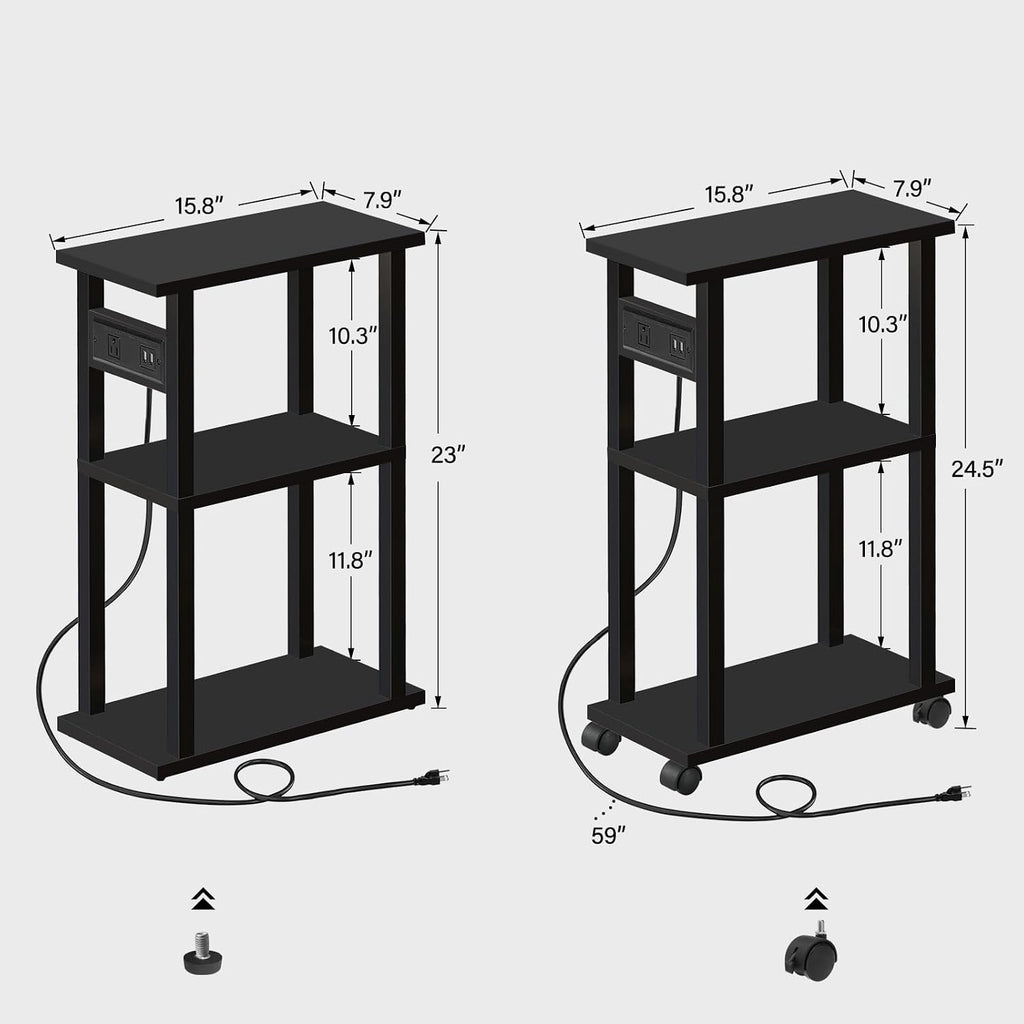 TUTOTAK Small Narrow Side Table, Set of 2 Skinny End Table