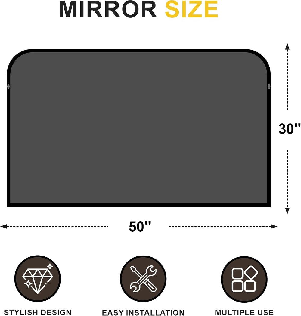 Black Bathroom Vanity Mirror 50x30 Inch, Metal Framed