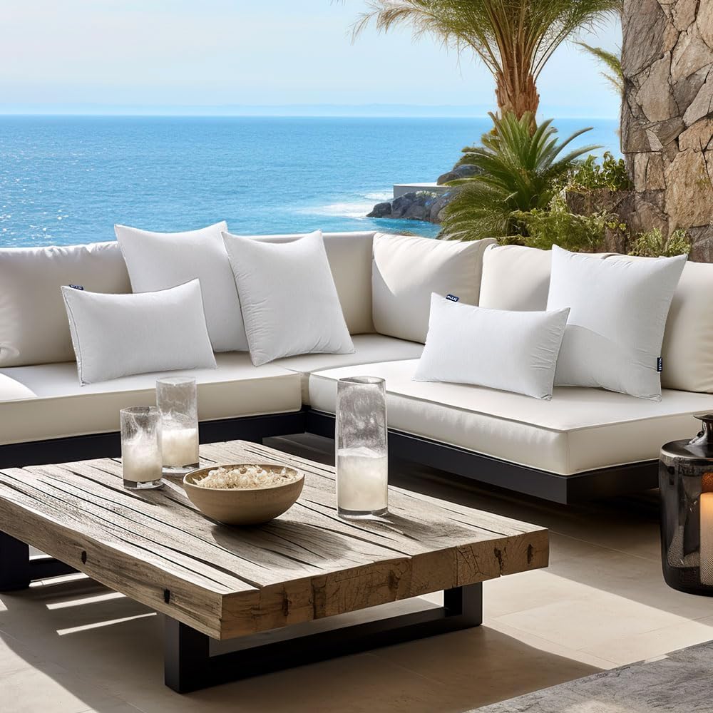 MIULEE 14x22 Inch Outdoor Pillow Inserts Set of 2, Waterproof Throw Pillows