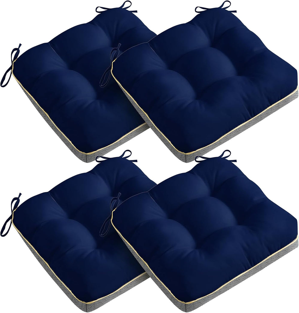 4 Pack 19x19 Inch Shredded Foam Chair Cushions with Straps