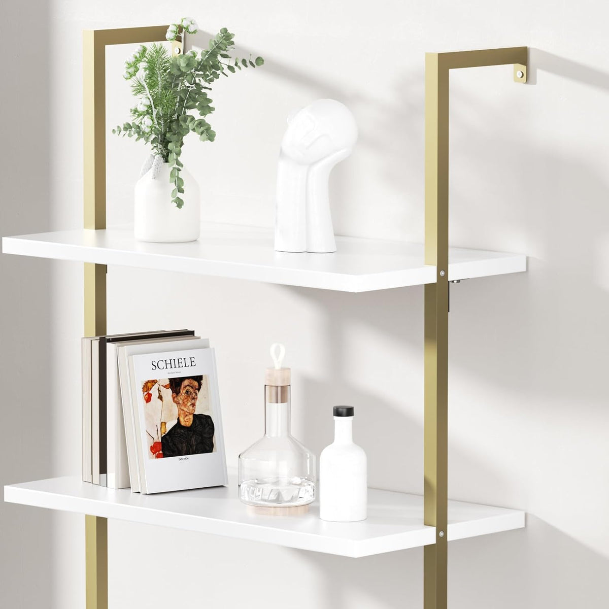 FiveWillowise Ladder Bookshelf with Cabinet,71" Wall Bookshlef with Storage