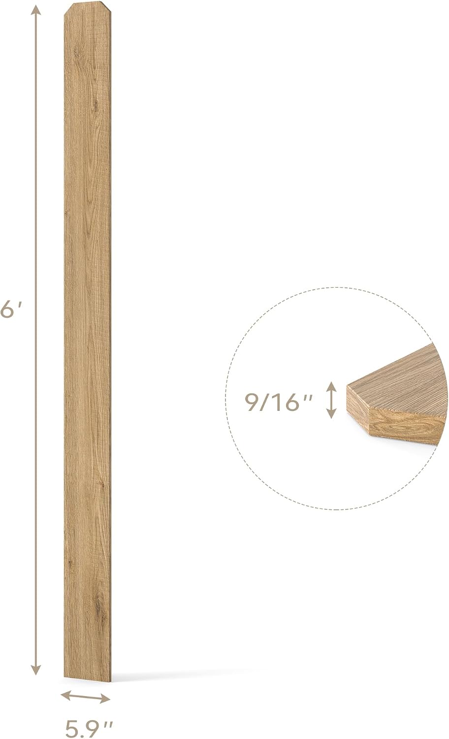 JAXPETY 6ft Dog-Ear Fence Picket 5.9 x 0.5in Fir Wood Fence Boards 15-Pack