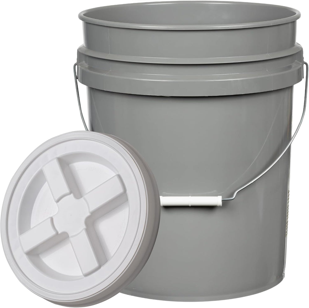 House Naturals 5 Gallon Food Grade BPA Free Made in USA Pails Gray Bucket wit...