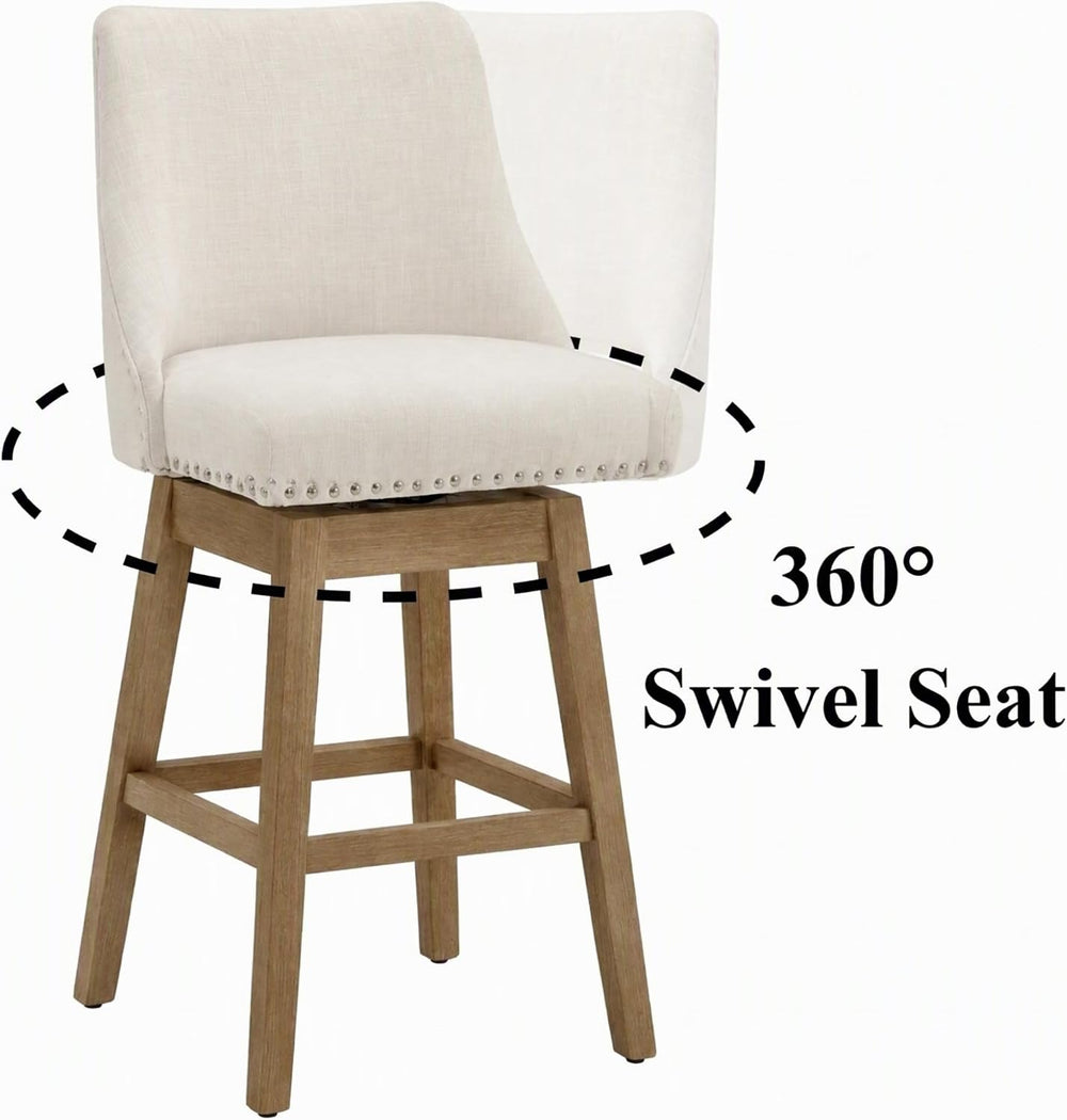 27.5" Counter Height Bar Stools Set of 3 for Kitchen Island Linen Stool ...