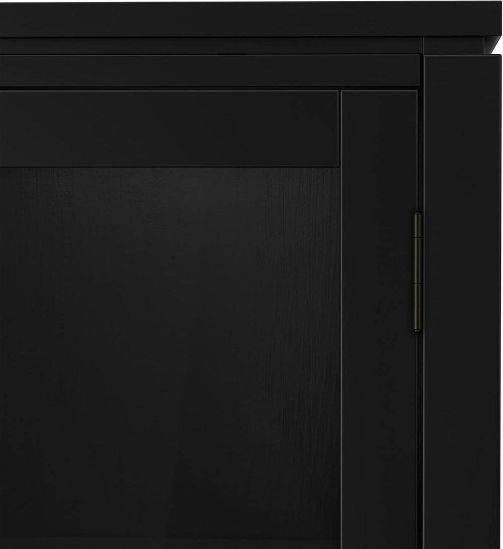 SIMPLIHOME Cosmopolitan 30" Wide Solid Wood Storage Cabinet in Black