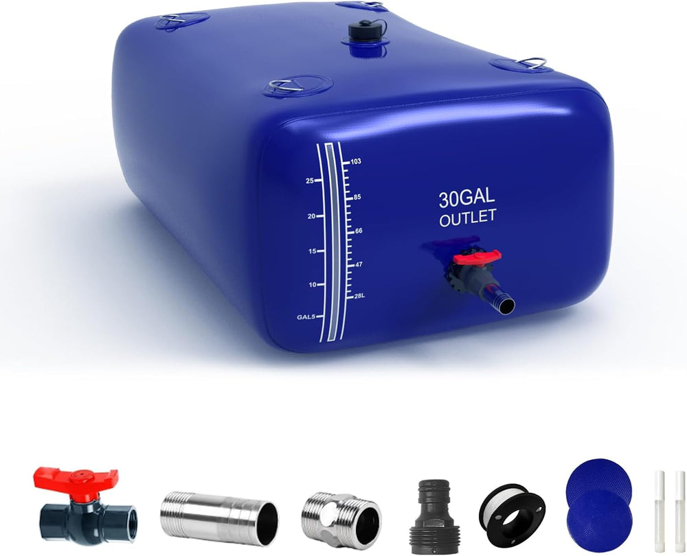 30 Gallon Water Bladder, 1000D PVC Foldable Portable Water Tank, Blue Large C...