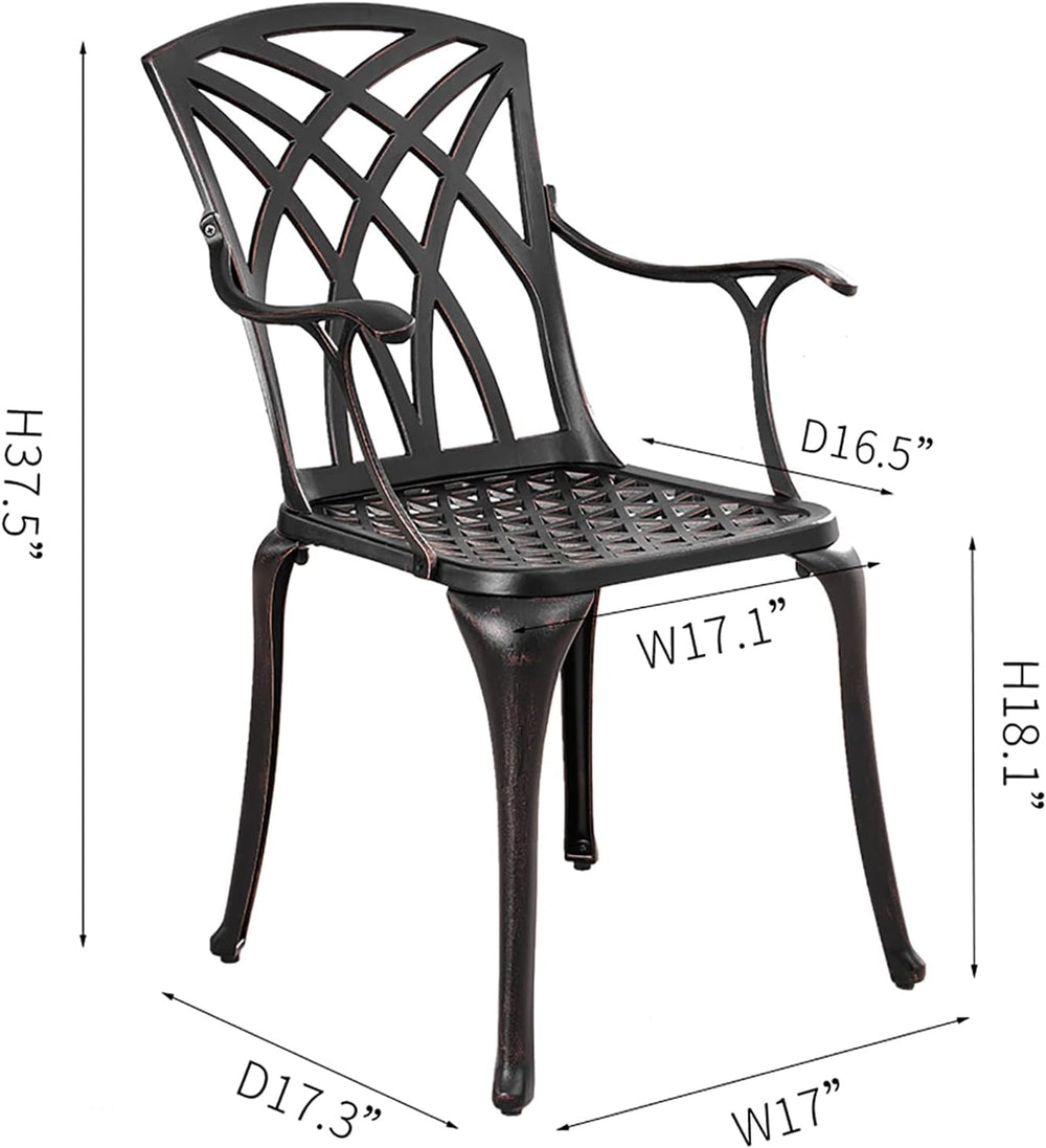 Outdoor Patio Chairs Set of 2, Cast Aluminum Biistro Dining Chairs Set of 2 w...